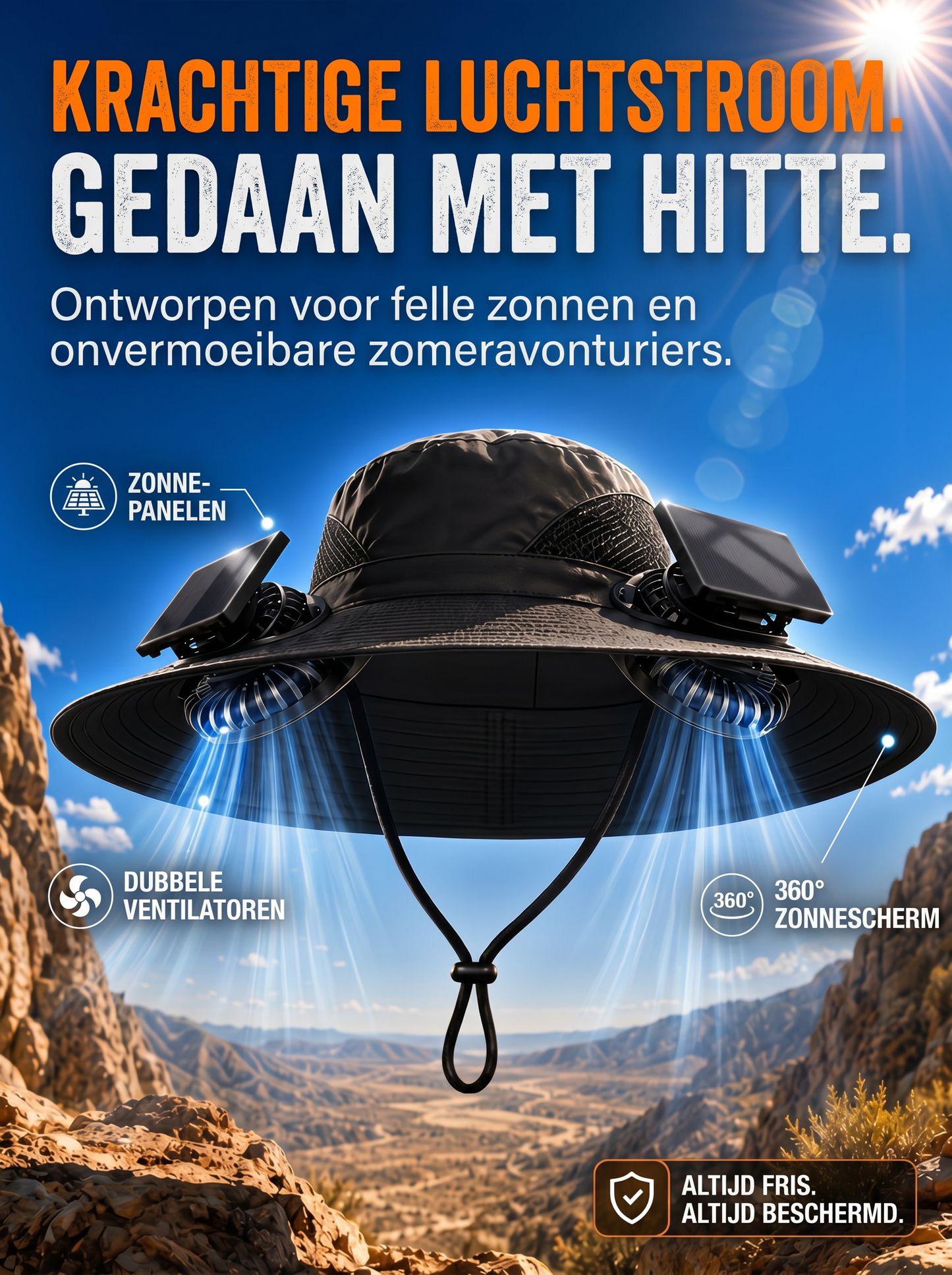 Zonne-energie Ventilatorhoed🌞